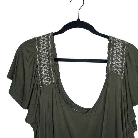 Torrid Olive Super Soft Smocked Flutter Sleeve Top, Size 4X - Picture 4 of 7